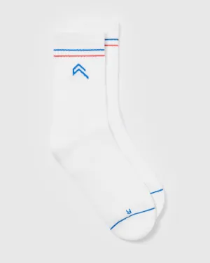 Icon Crew Socks 1 Pack | White/Sweet Red/Oasis Blue