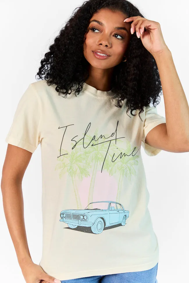 Island Time Ivory Comfort Color Graphic Tee PINK LILY