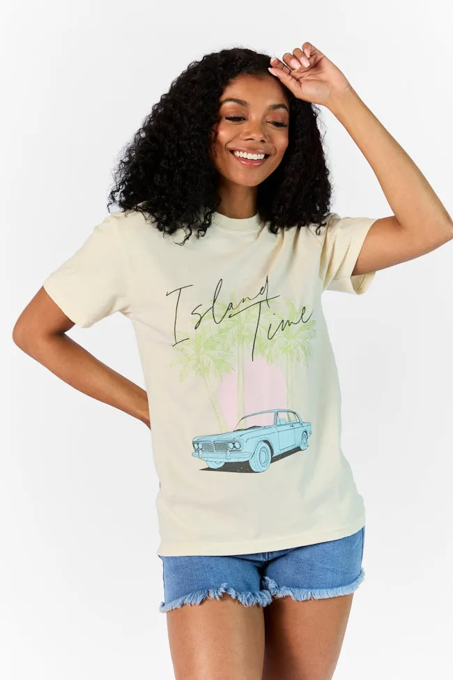 Island Time Ivory Comfort Color Graphic Tee PINK LILY
