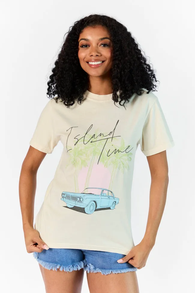 Island Time Ivory Comfort Color Graphic Tee PINK LILY