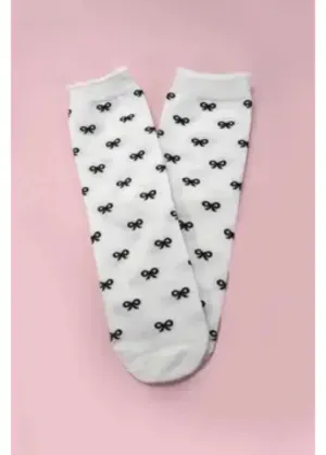 Jolene White Bow Socks