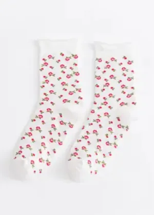 Jolene White Flower Socks