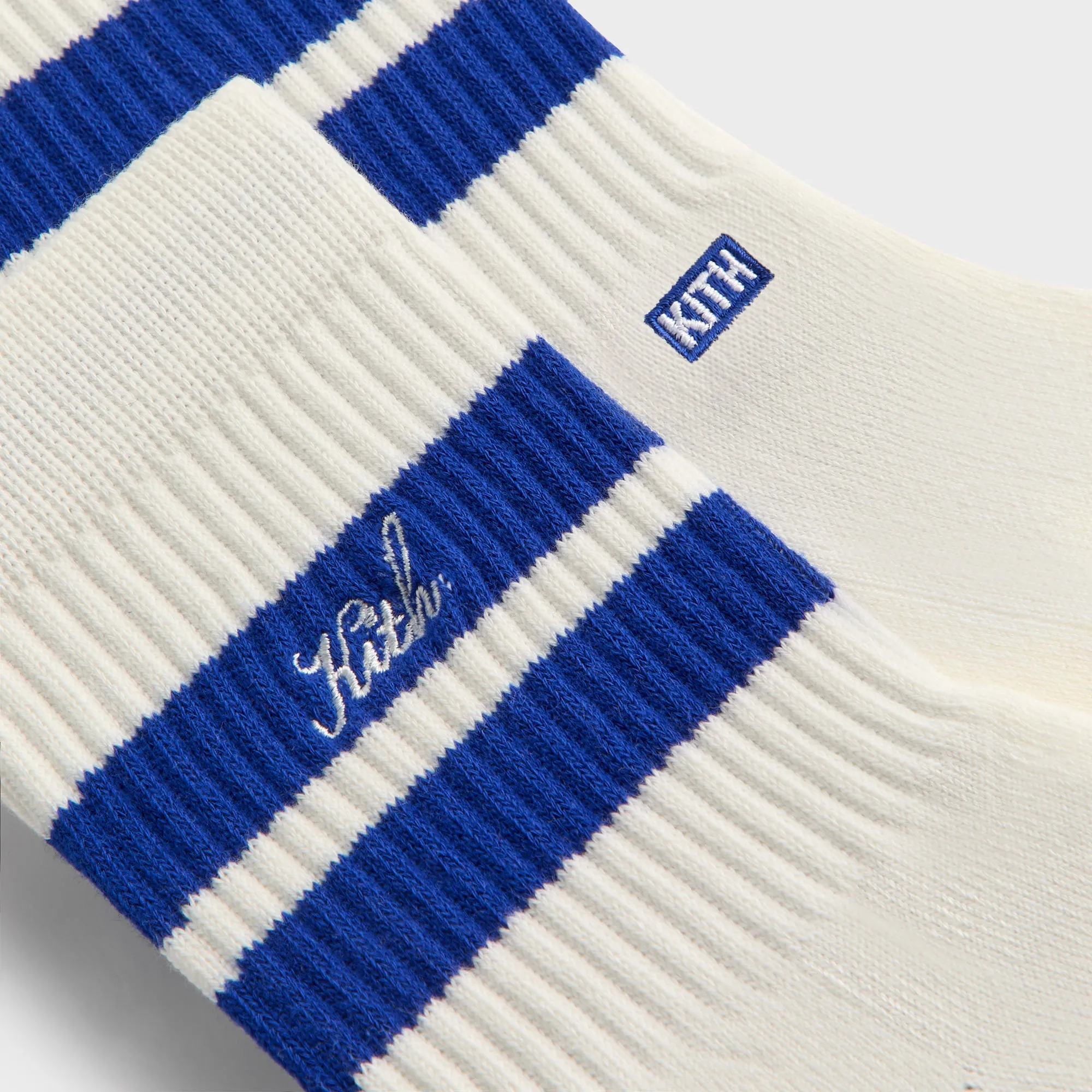 Kith 3-Pack Striped Mid Crew Socks - White KITH