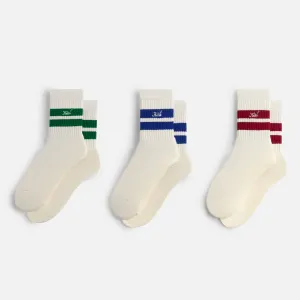 Kith 3-Pack Striped Mid Crew Socks - White KITH