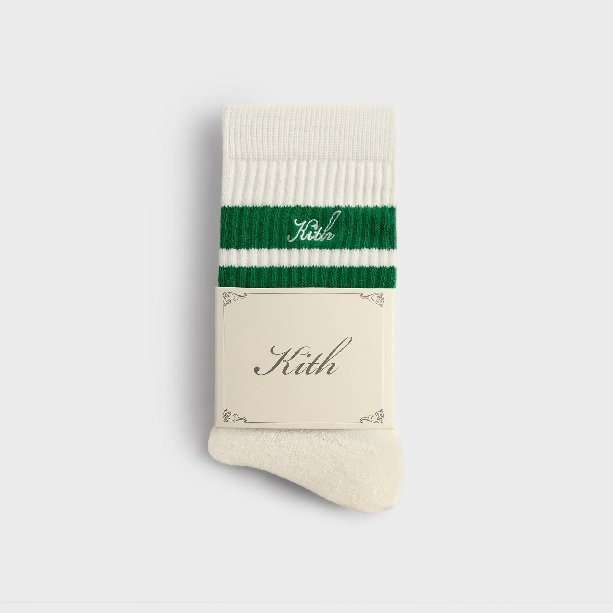 Kith 3-Pack Striped Mid Crew Socks - White KITH