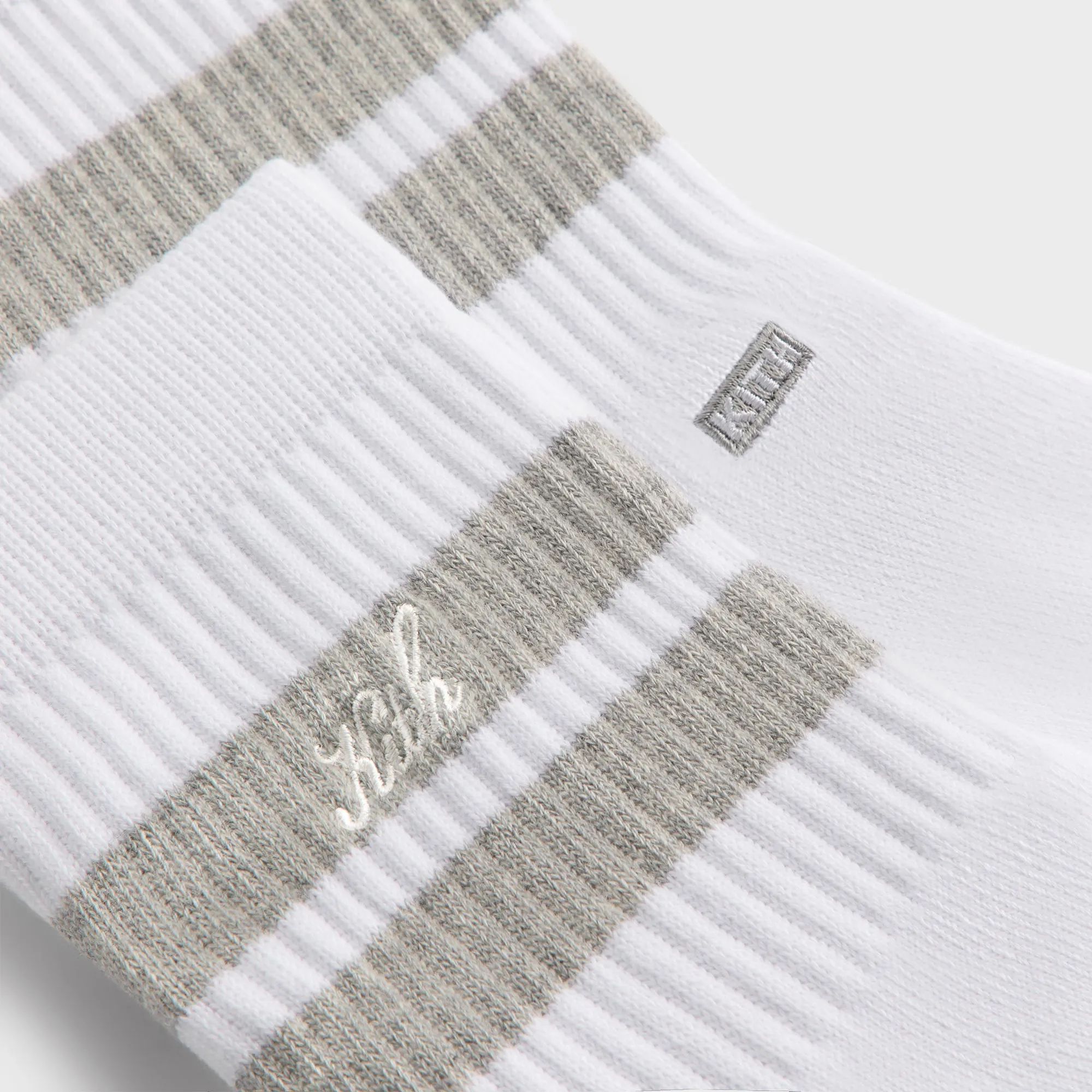 Kith 3-Pack Striped Mid Crew Socks - White KITH