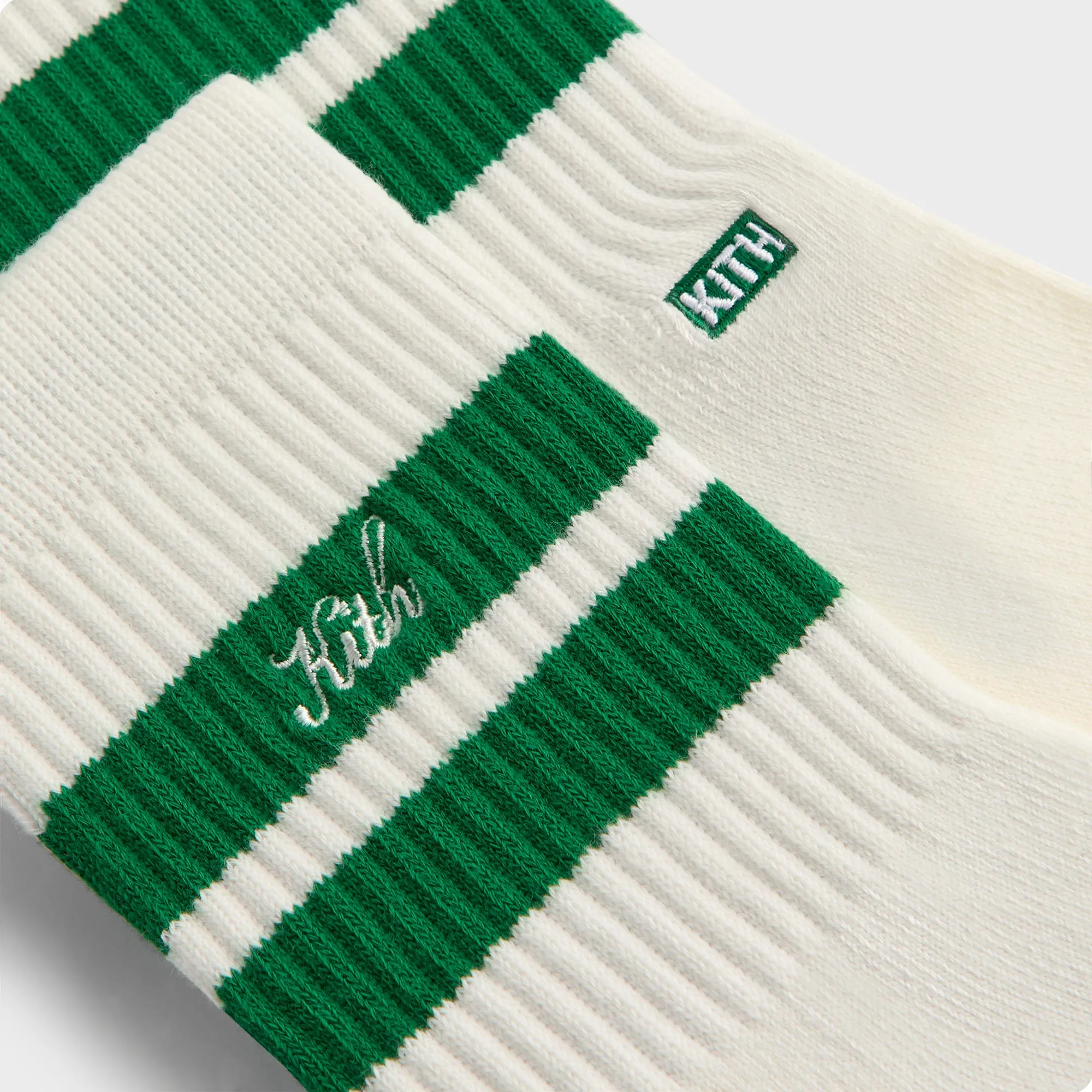 Kith 3-Pack Striped Mid Crew Socks - White KITH