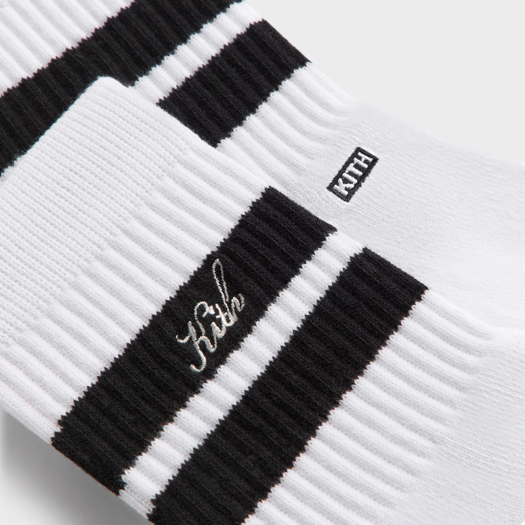 Kith 3-Pack Striped Mid Crew Socks - White KITH