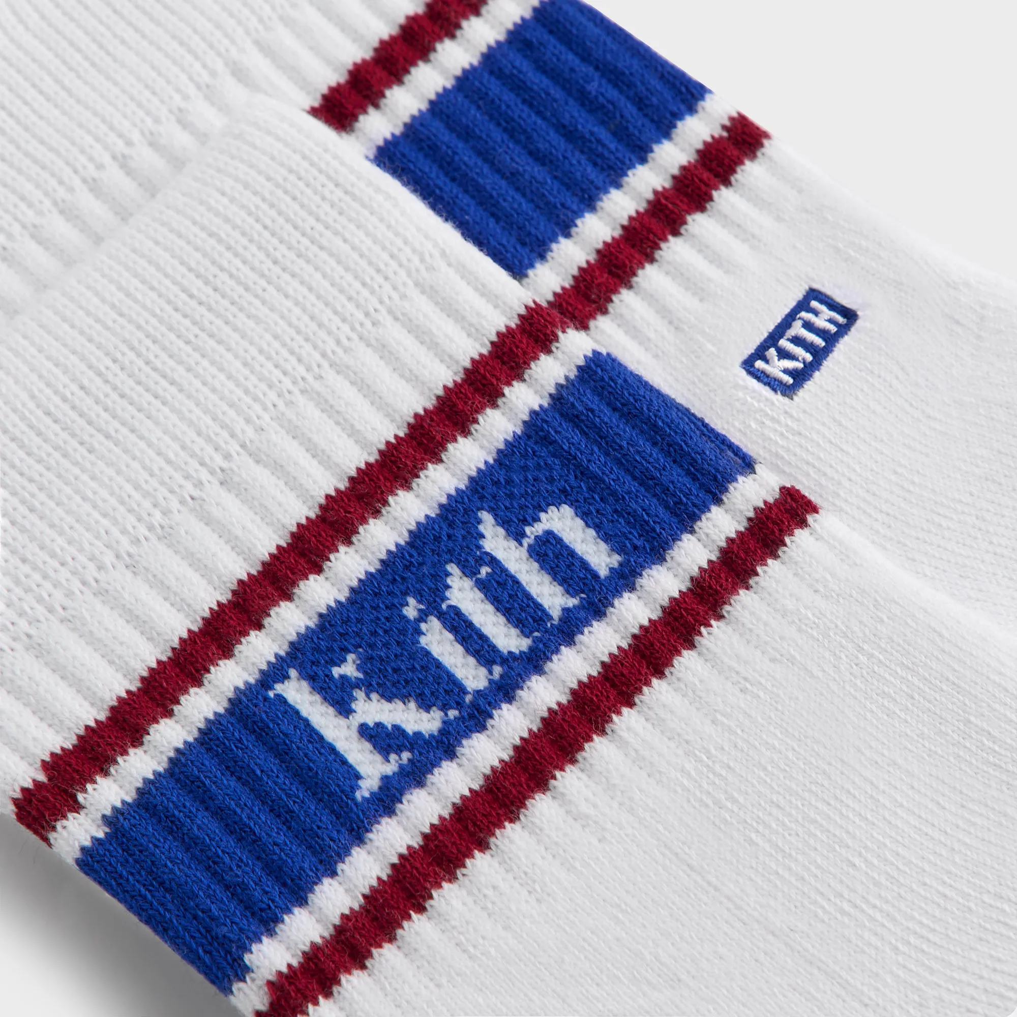 Kith 3-Pack Variegated Striped Mid Crew Socks - White KITH