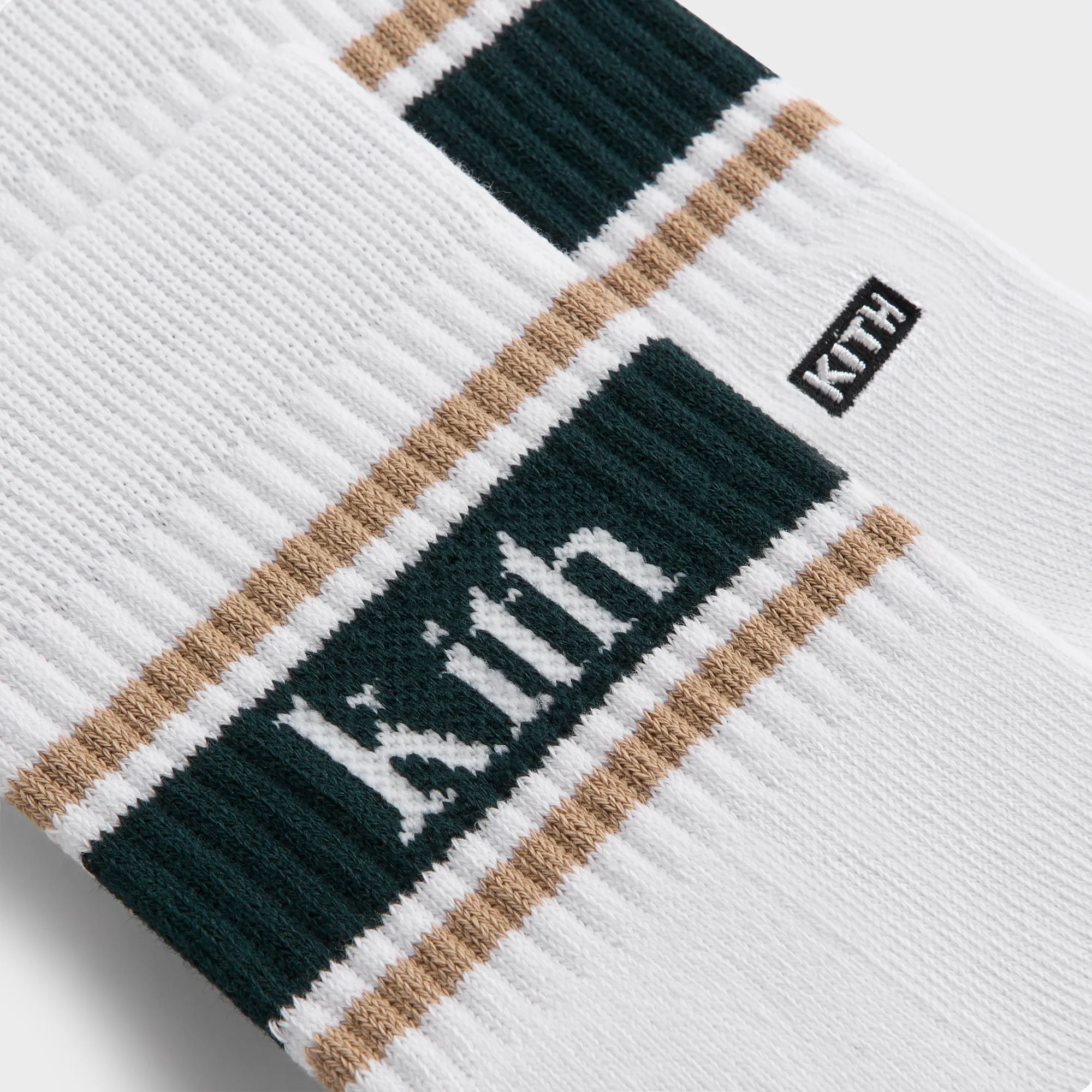 Kith 3-Pack Variegated Striped Mid Crew Socks - White KITH