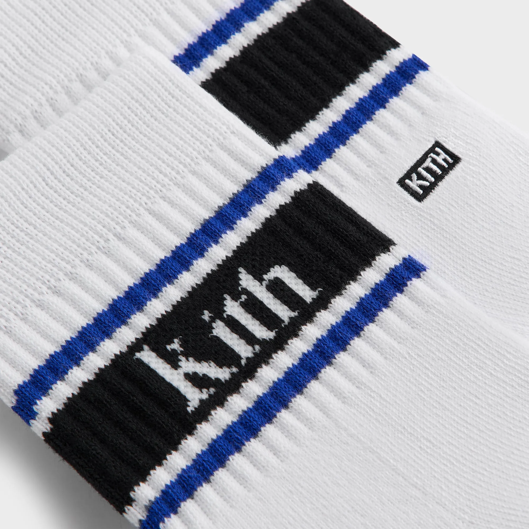 Kith 3-Pack Variegated Striped Mid Crew Socks - White KITH