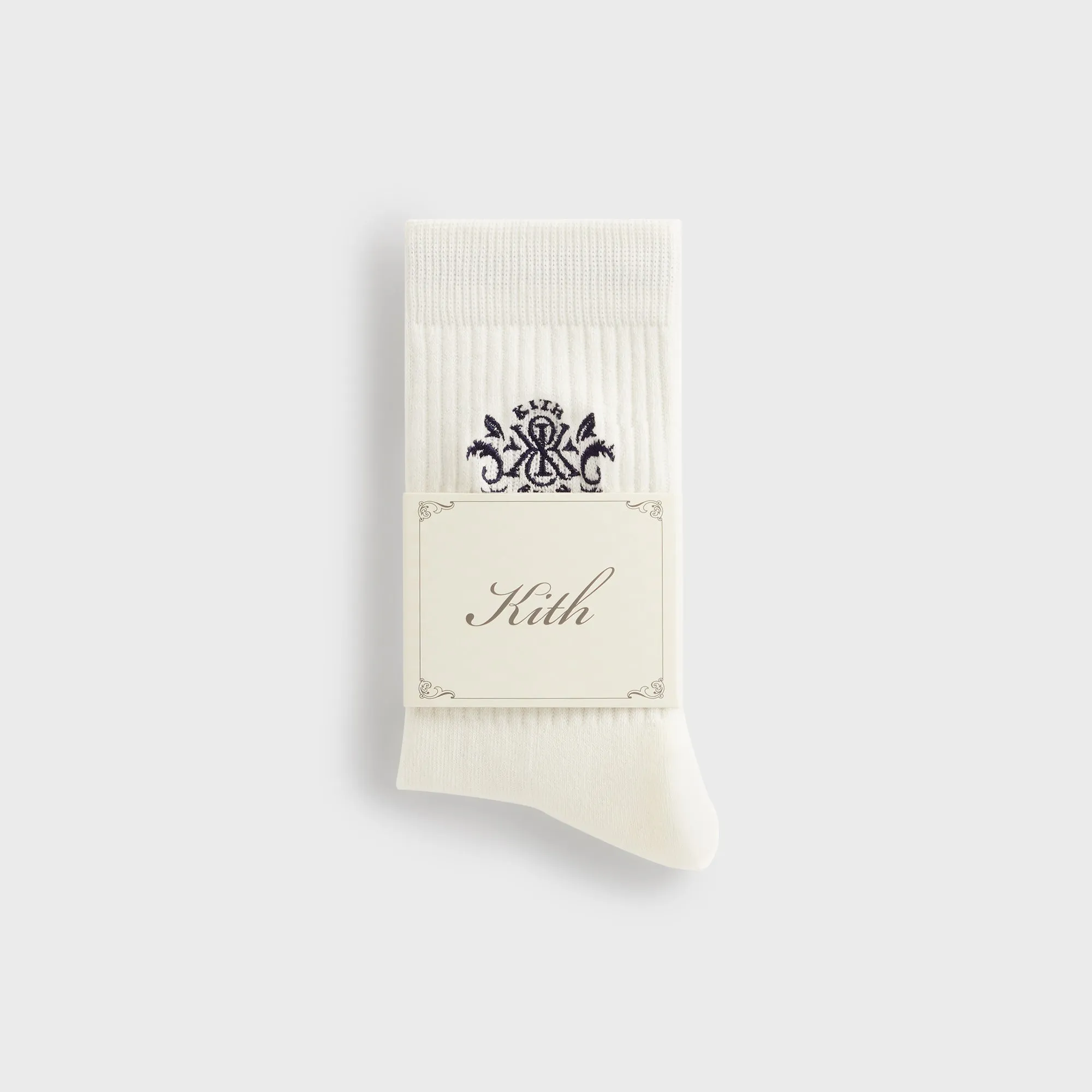 Kith Ornate Crest Logo Crew Socks - Silk KITH