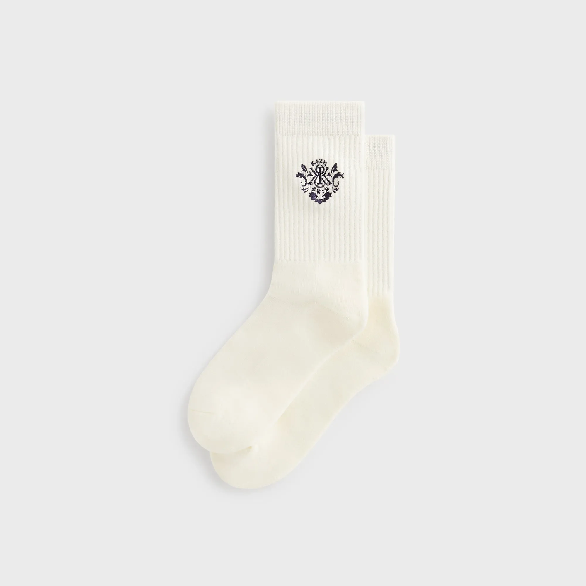 Kith Ornate Crest Logo Crew Socks - Silk KITH