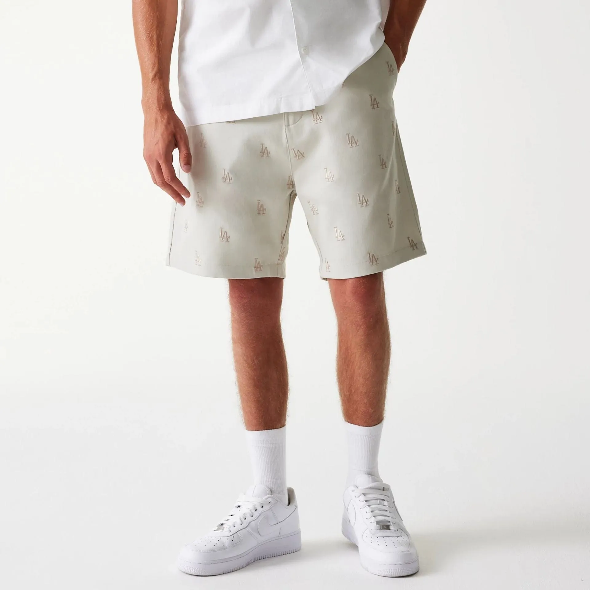LA Dodgers MLB Monogram Cream Shorts NEW ERA