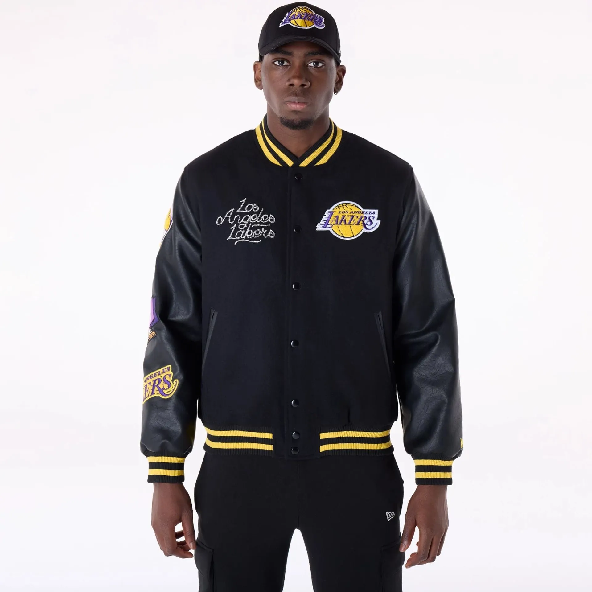 LA Lakers NBA Patch Black Varsity Jacket NEW ERA