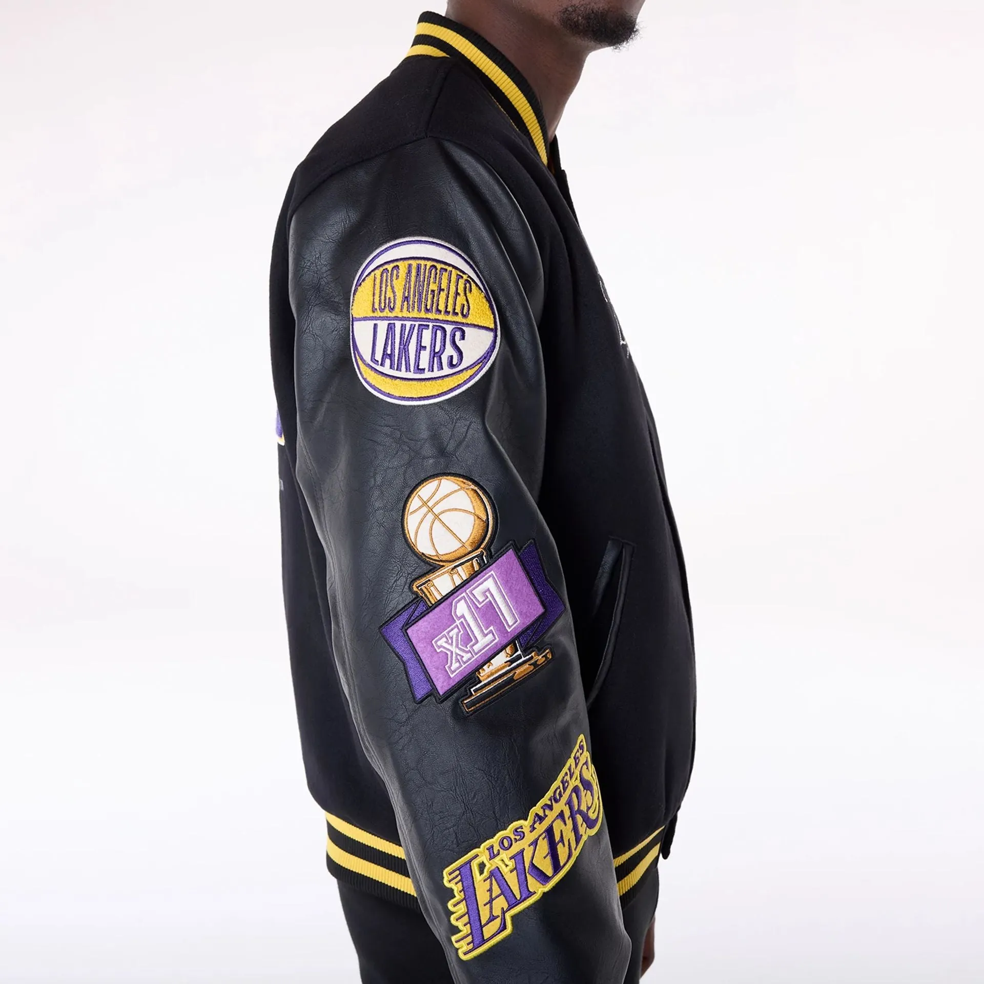 LA Lakers NBA Patch Black Varsity Jacket NEW ERA