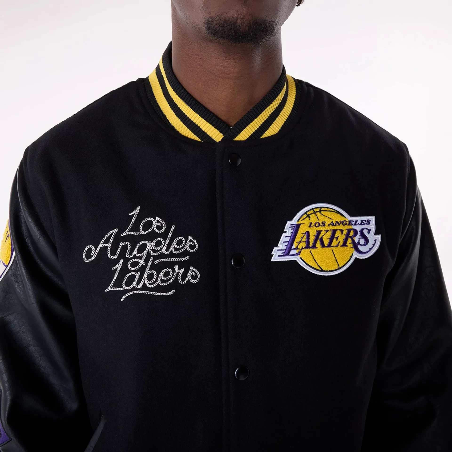 LA Lakers NBA Patch Black Varsity Jacket NEW ERA