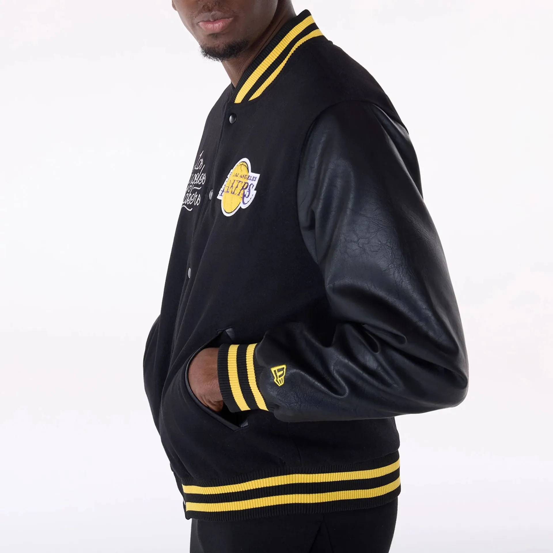 LA Lakers NBA Patch Black Varsity Jacket NEW ERA