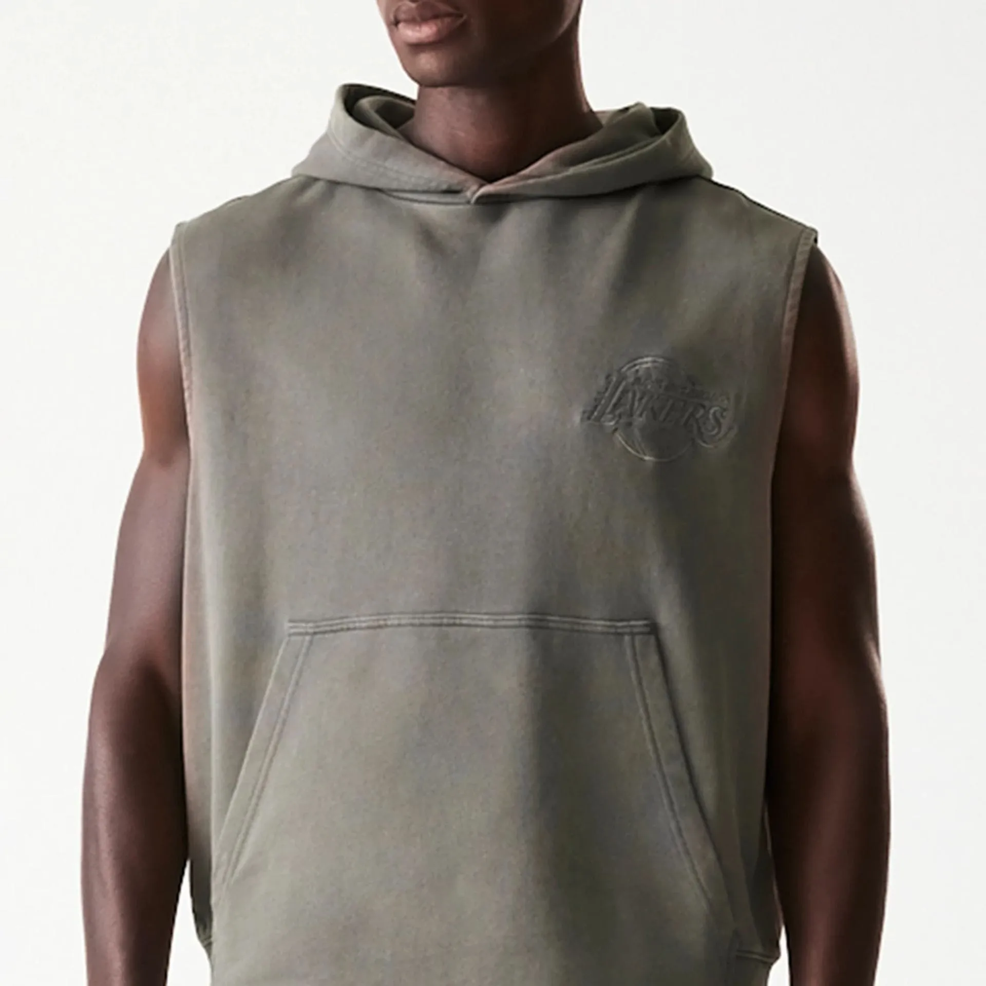 LA Lakers NBA Washed Grey Sleeveless Hoodie NEW ERA