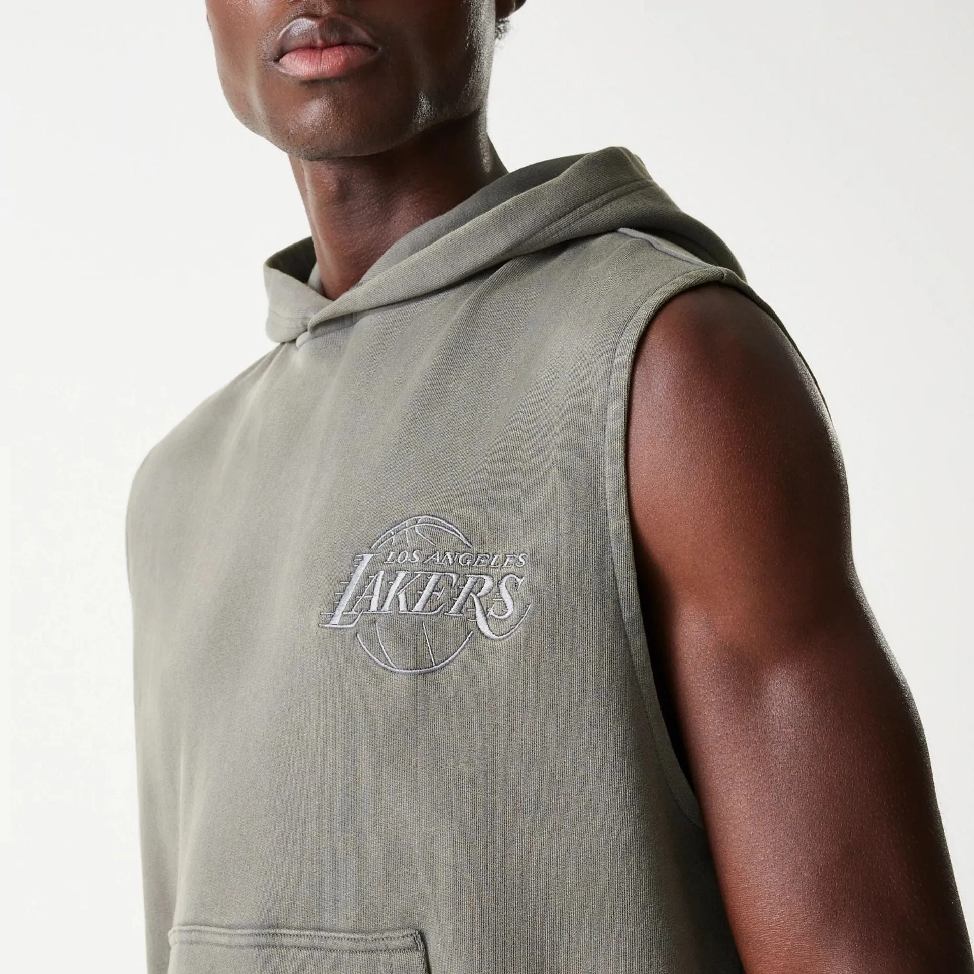 LA Lakers NBA Washed Grey Sleeveless Hoodie NEW ERA