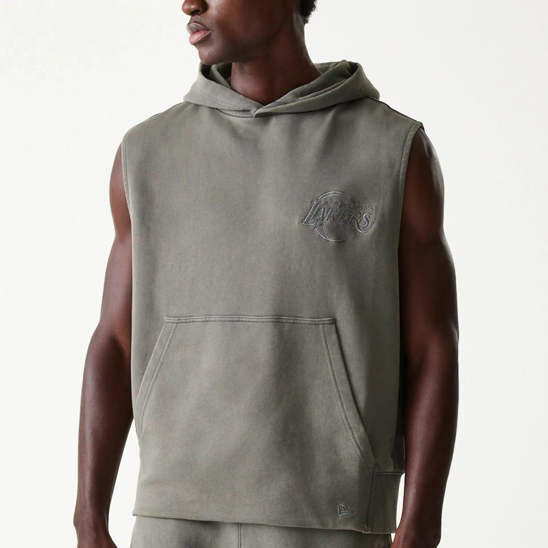 LA Lakers NBA Washed Grey Sleeveless Hoodie NEW ERA
