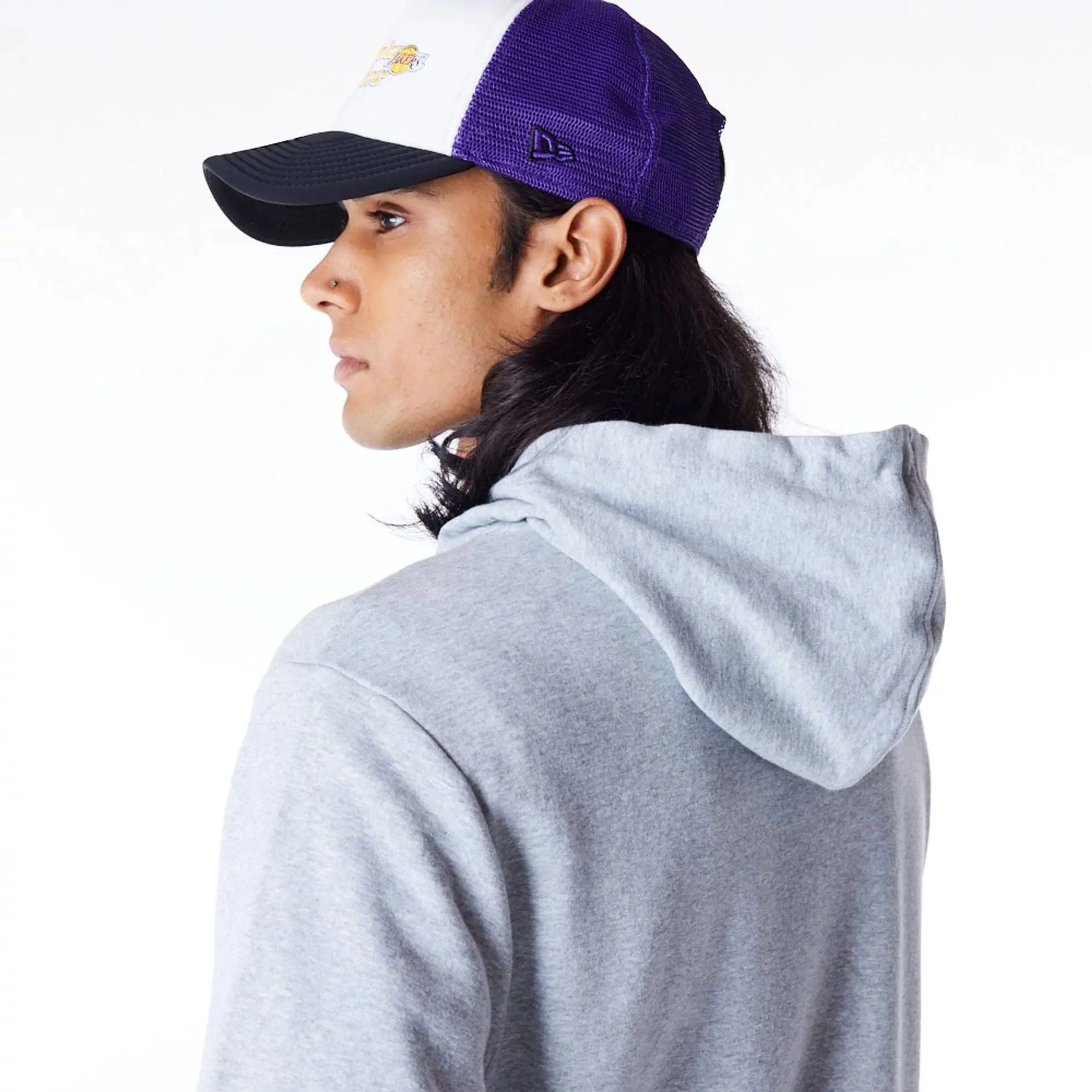 LA Lakers Script Grey Pullover Hoodie NEW ERA