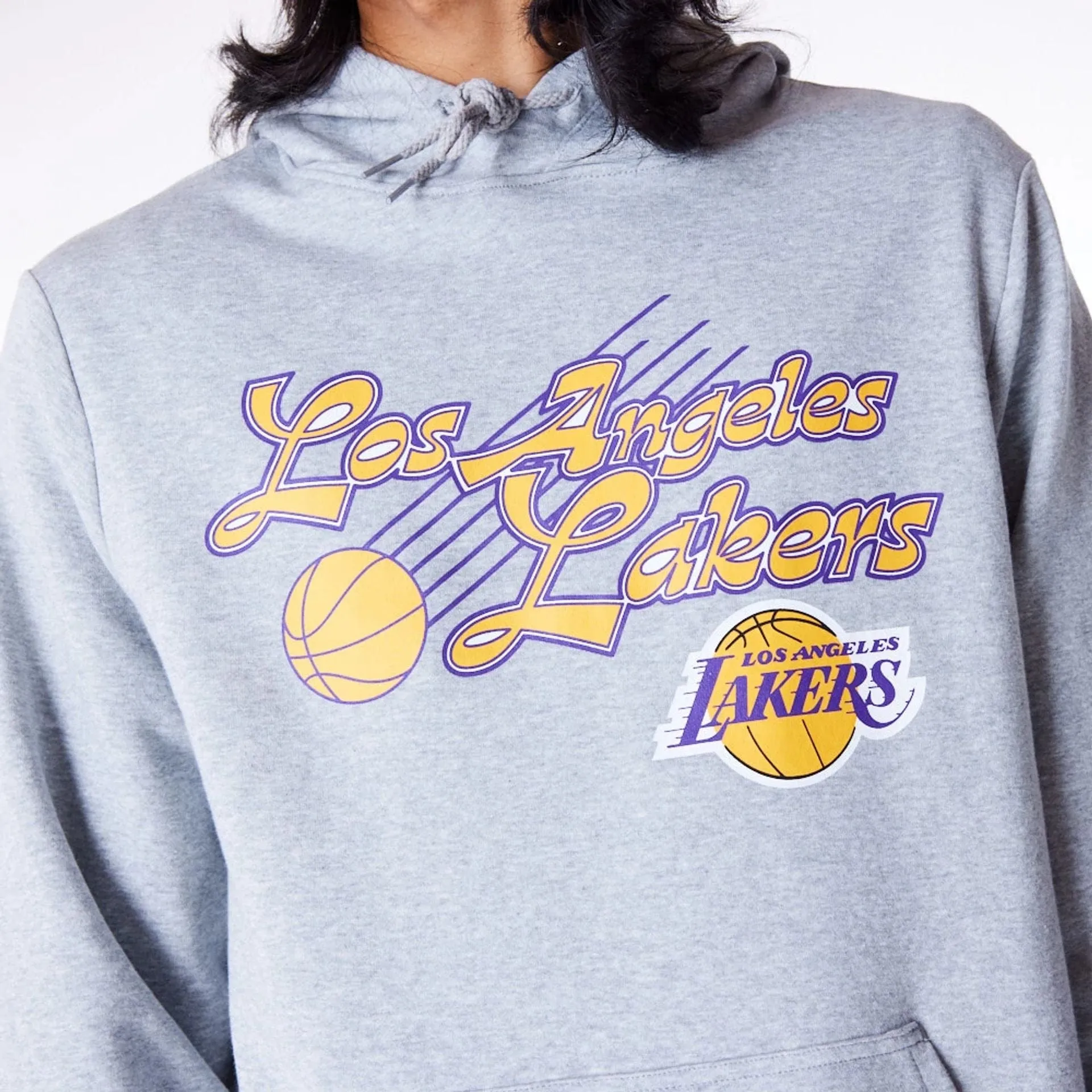 LA Lakers Script Grey Pullover Hoodie NEW ERA