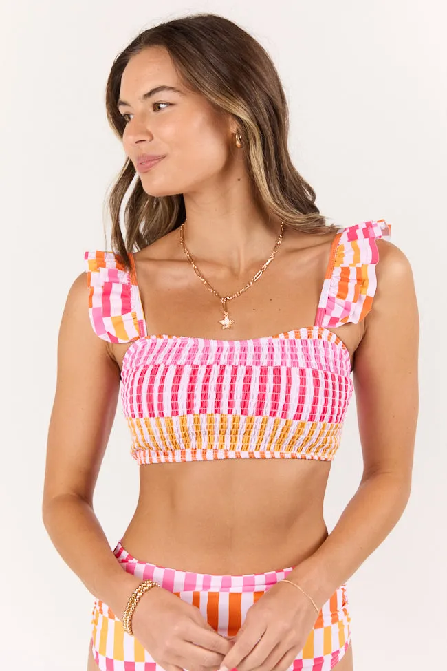 La Siesta Smocked Bikini Top PINK LILY
