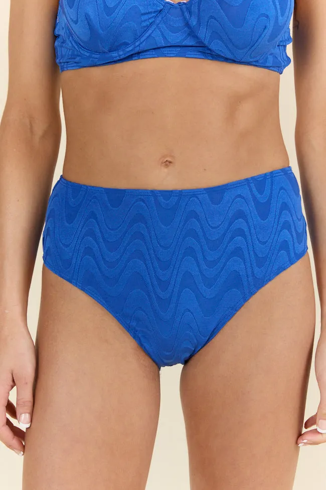 Lake Day Blue Textured Bikini Bottoms PINK LILY