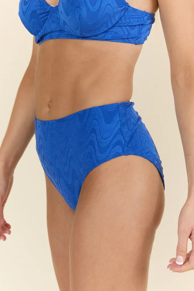 Lake Day Blue Textured Bikini Bottoms PINK LILY