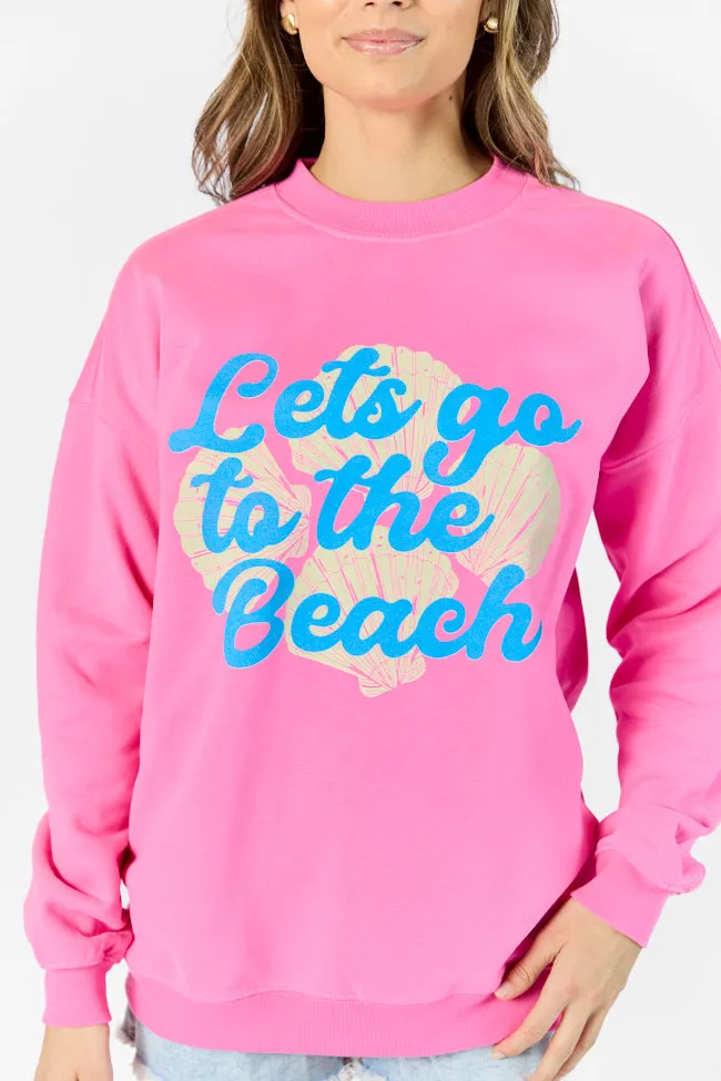 Let's Go To The Beach Pink Graphic Sweatshirt PINK LILY