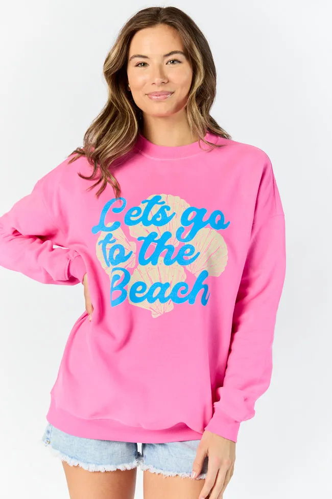 Let's Go To The Beach Pink Graphic Sweatshirt PINK LILY