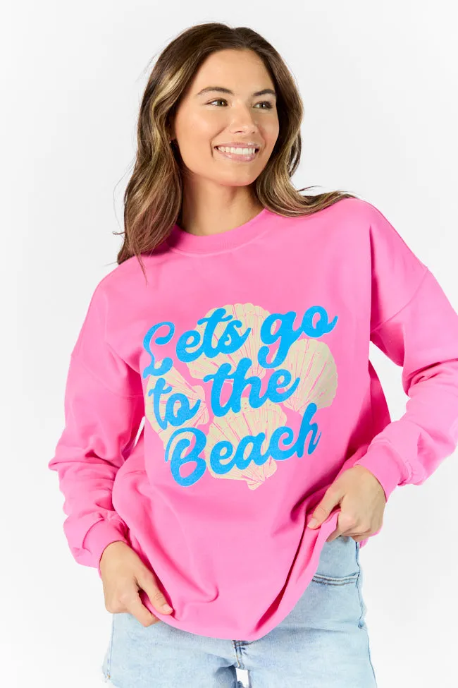 Let's Go To The Beach Pink Graphic Sweatshirt PINK LILY