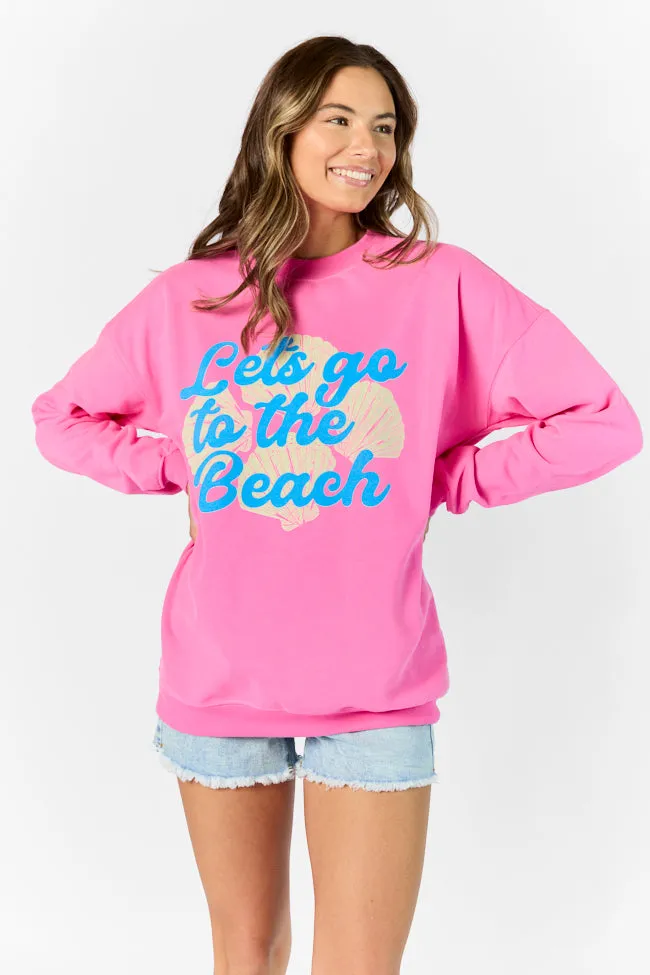 Let's Go To The Beach Pink Graphic Sweatshirt PINK LILY