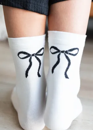Lora White Bow Socks