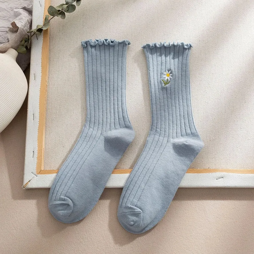 Marin Blue Daisy Socks