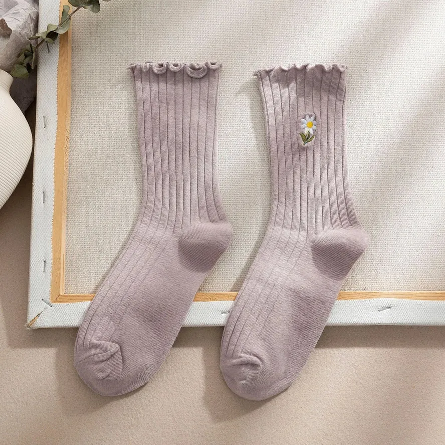 Marin Dusty Purple Daisy Socks