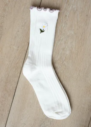 Marin White Daisy Socks