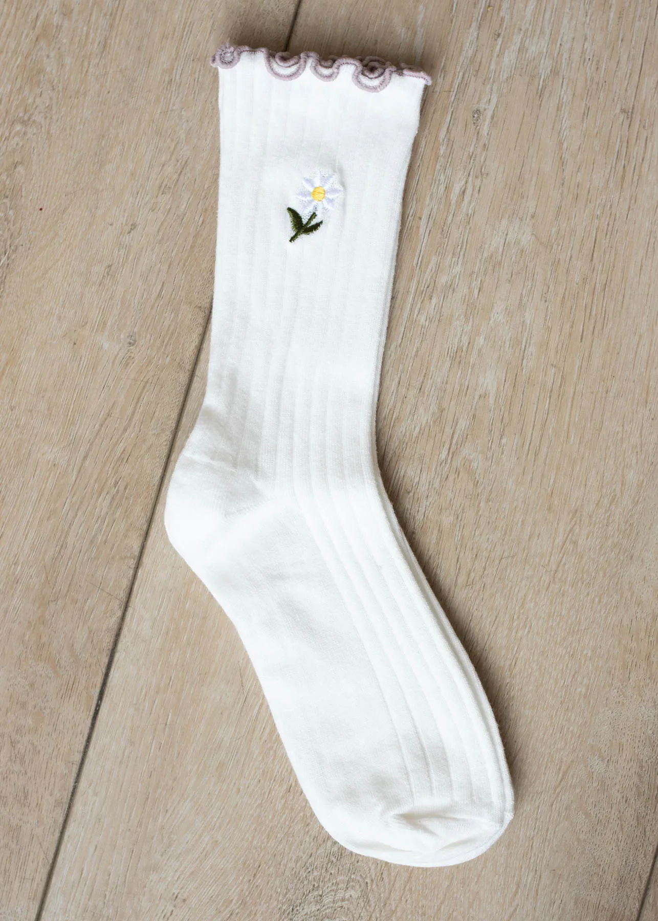 Marin White Daisy Socks