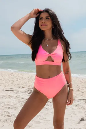 Needing Vitamin Sea Pink Cut-Out Bikini Top SALE PINK LILY