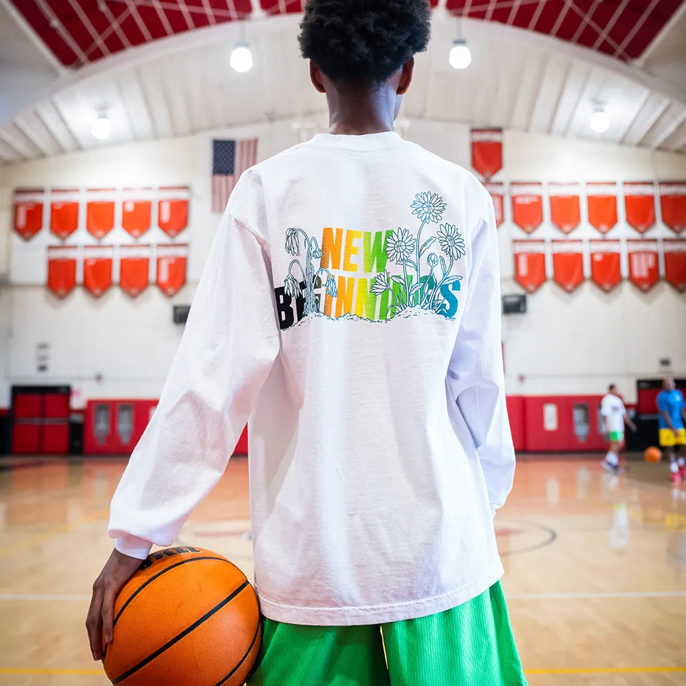 New Beginnings L/S Tee in White Ballislife