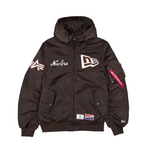 New Era x Alpha Industries Dark Brown Hooded Bomber Jacket NEW ERA