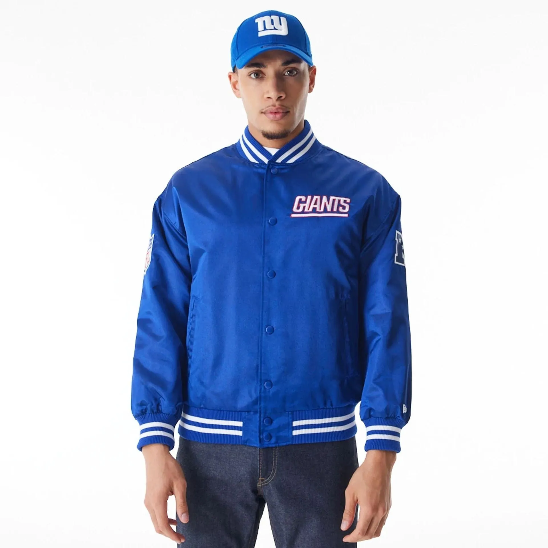 New York Giants NFL Blue Satin Bomber Jacket NEW ERA
