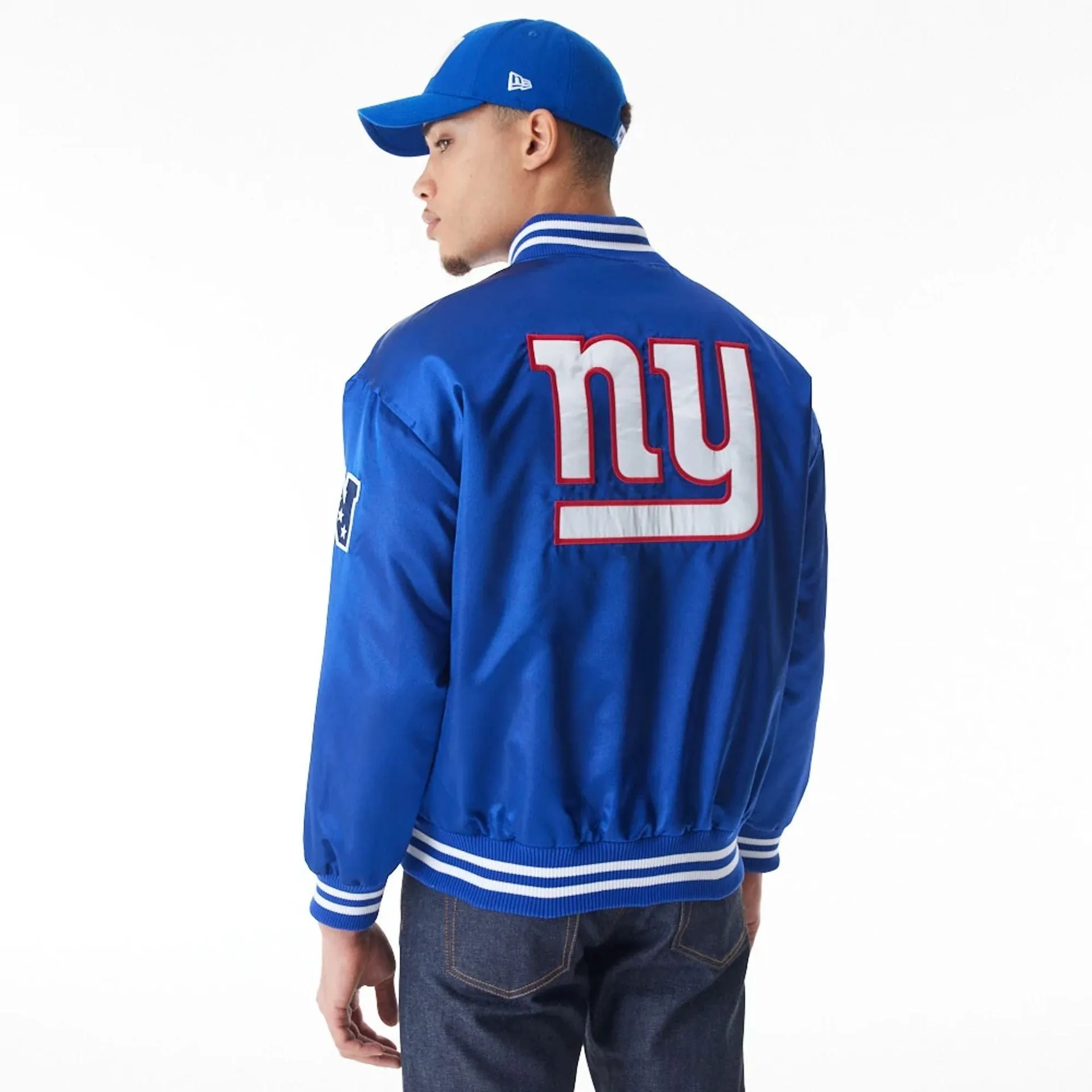 New York Giants NFL Blue Satin Bomber Jacket NEW ERA