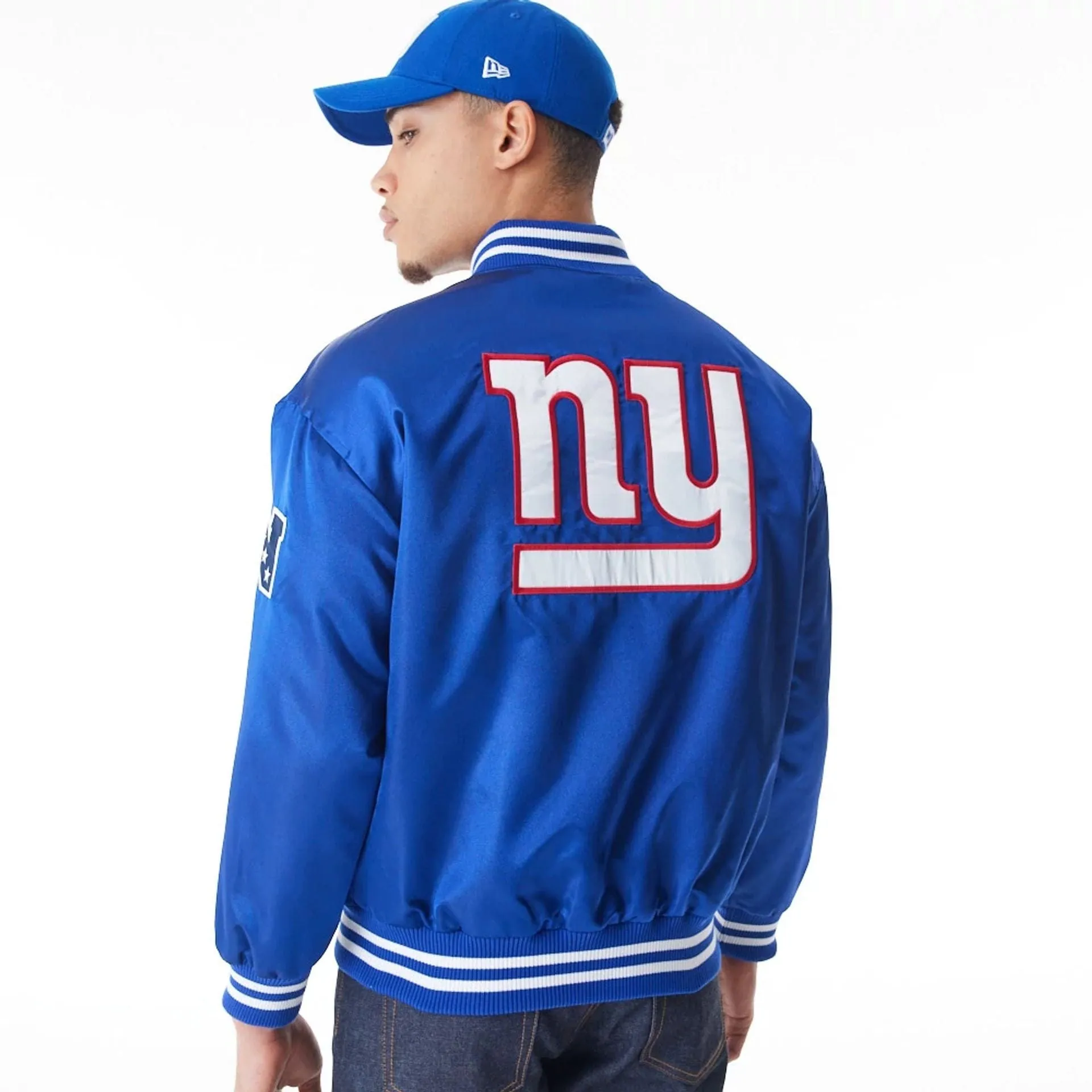 New York Giants NFL Blue Satin Bomber Jacket NEW ERA