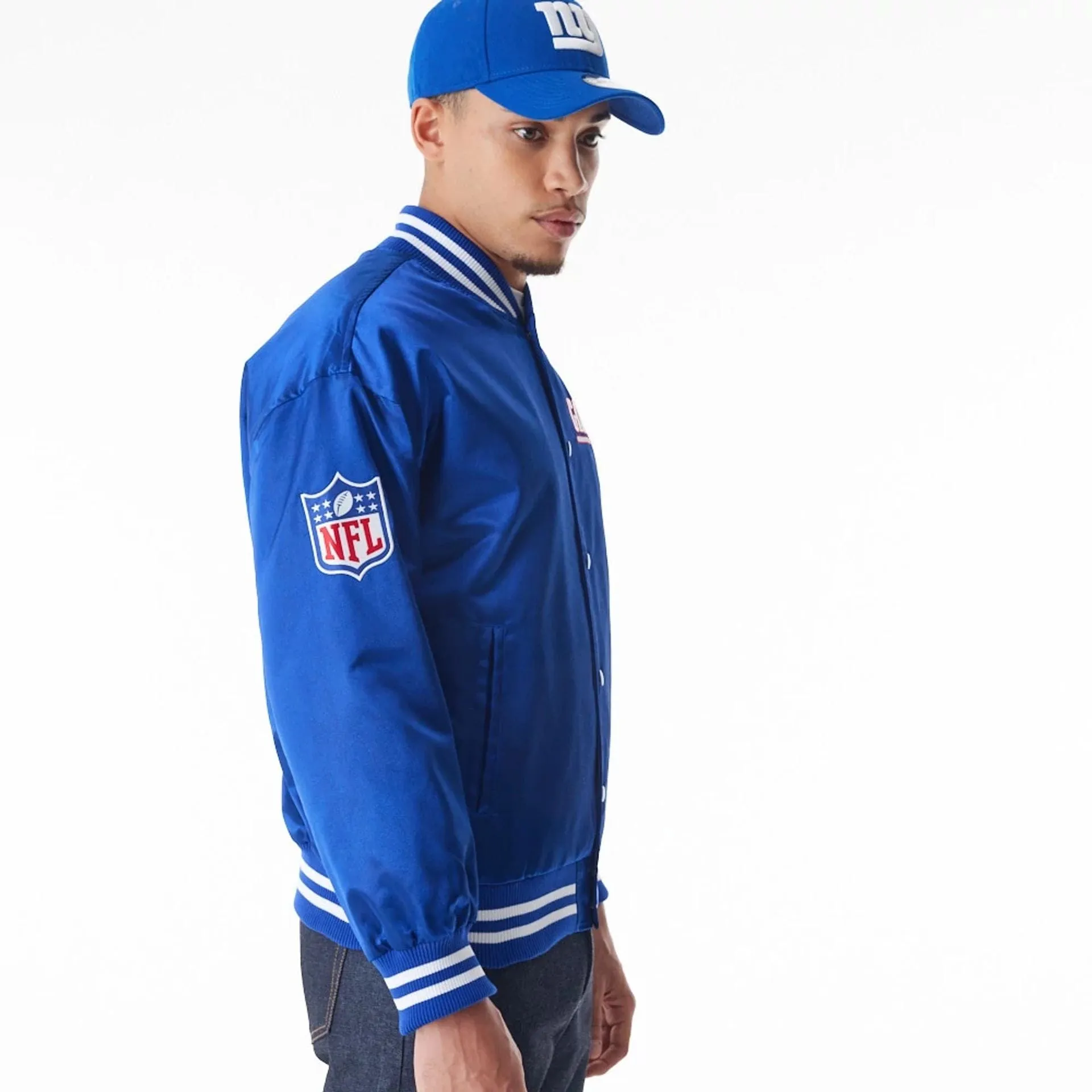 New York Giants NFL Blue Satin Bomber Jacket NEW ERA