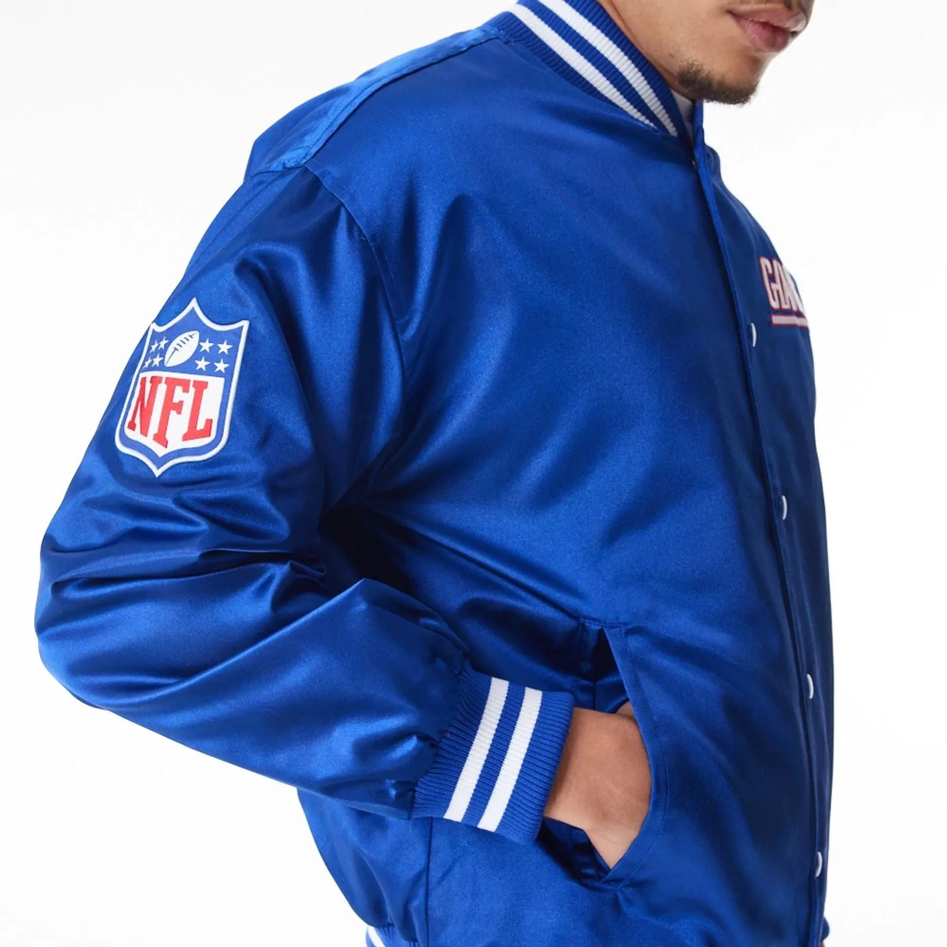 New York Giants NFL Blue Satin Bomber Jacket NEW ERA