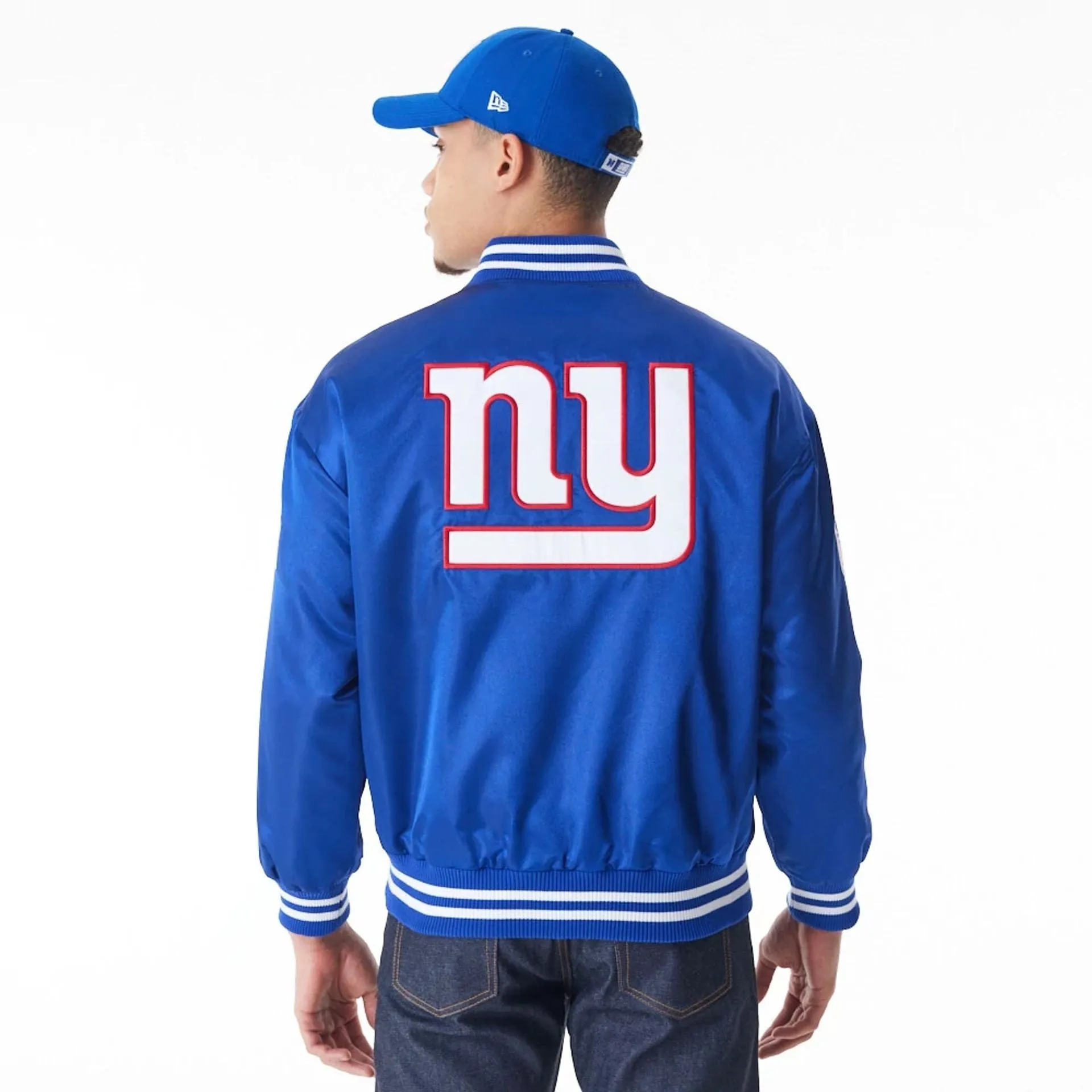 New York Giants NFL Blue Satin Bomber Jacket NEW ERA