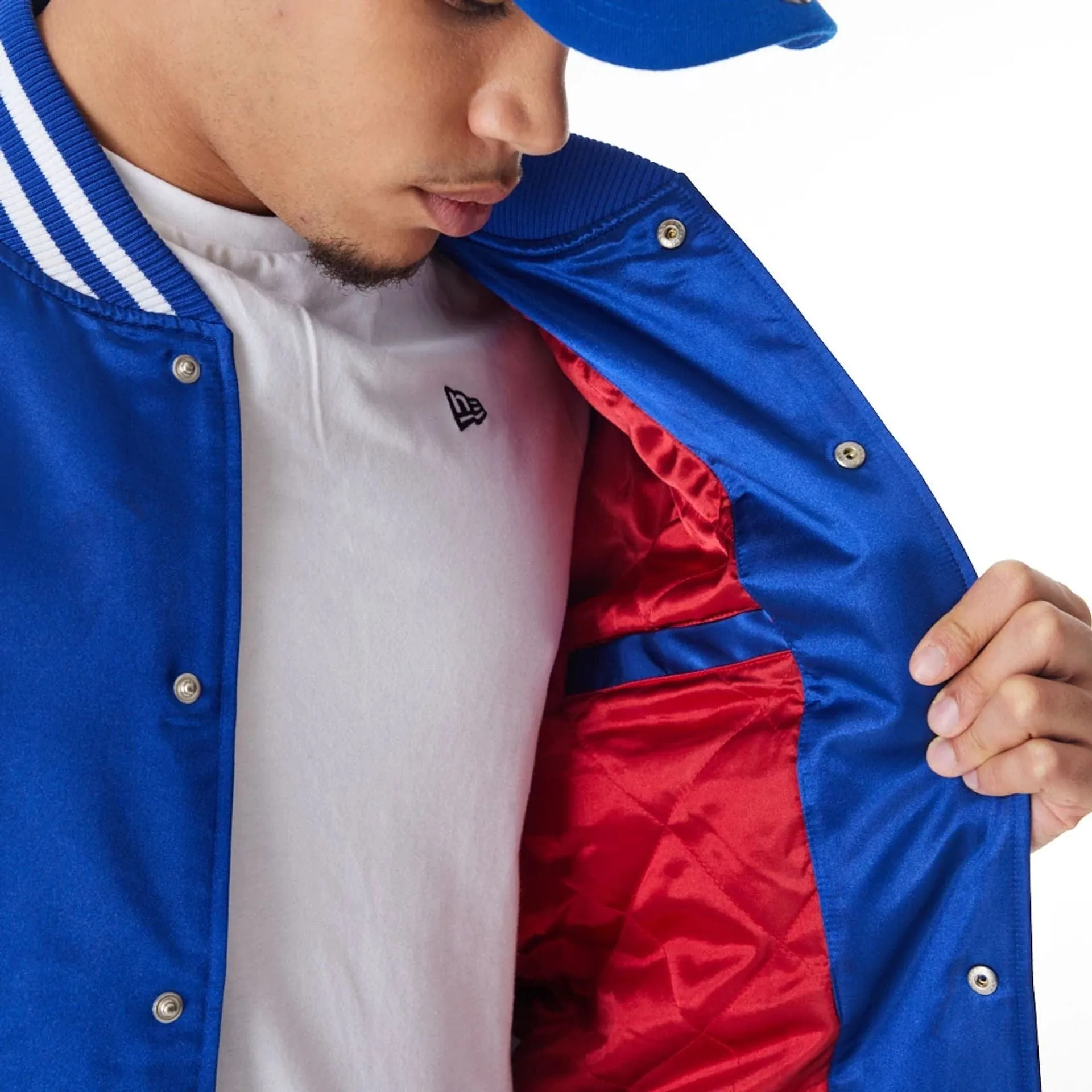 New York Giants NFL Blue Satin Bomber Jacket NEW ERA