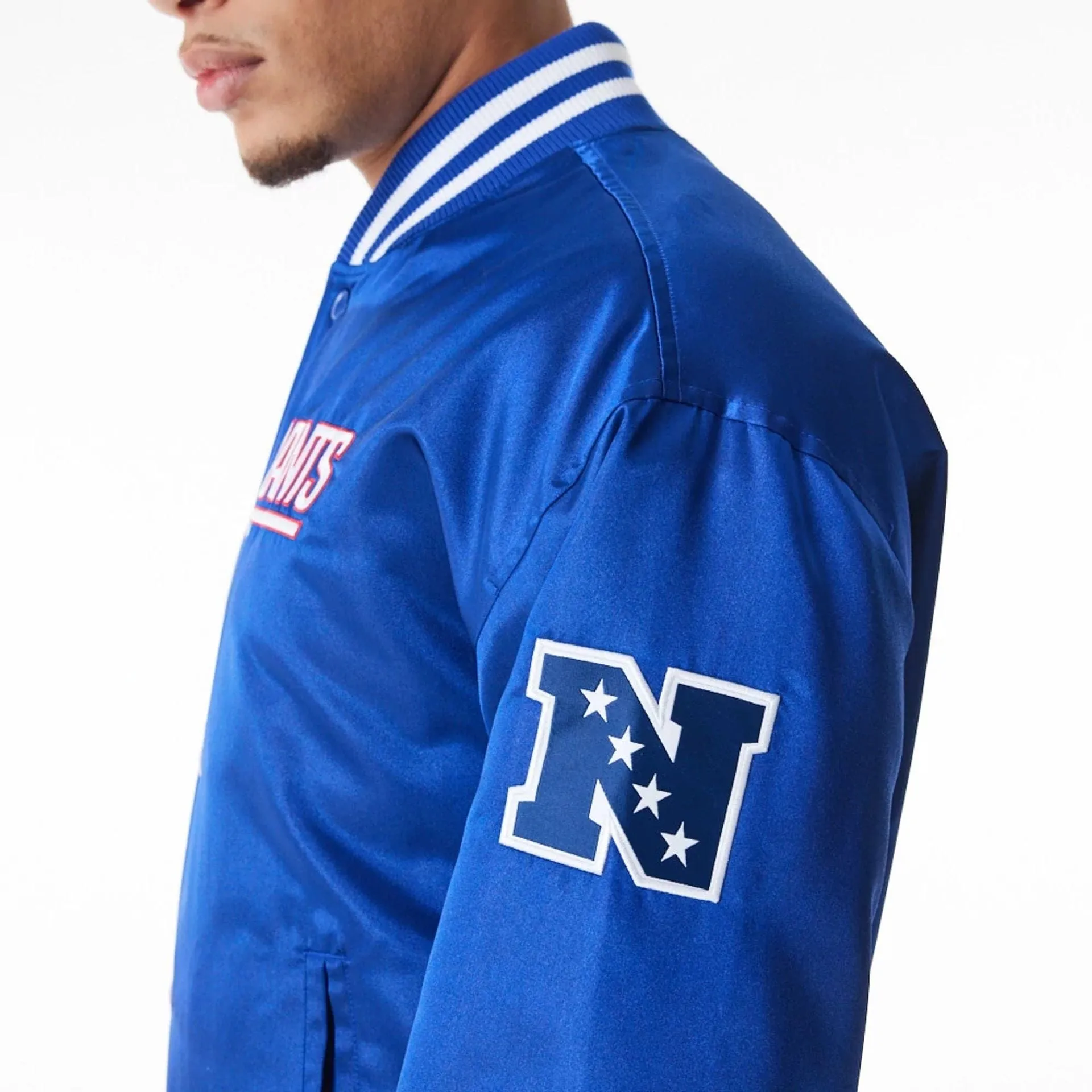 New York Giants NFL Blue Satin Bomber Jacket NEW ERA
